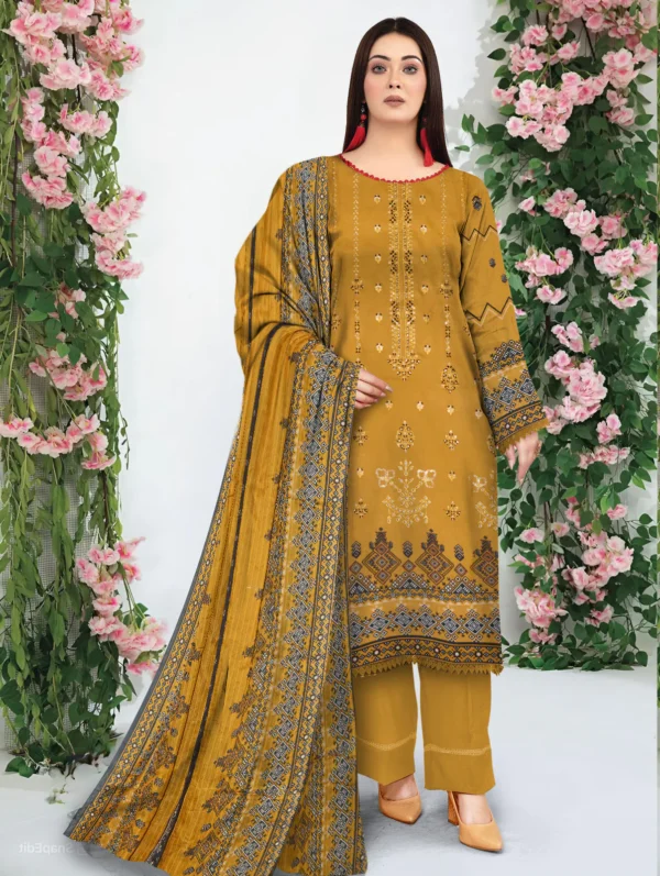 Linen 3PC Munarq By Nisha Designer:M:131